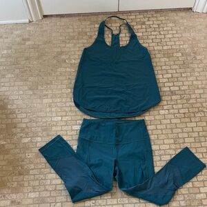 lululemon athletica Teal Racerback Tank & Leggings Set